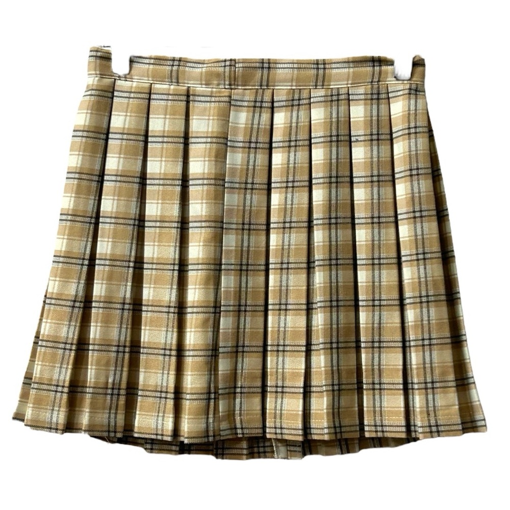 Cali 1850 Women’s Brown Tan and‎ White Pleated Mini Skirt   Sz S